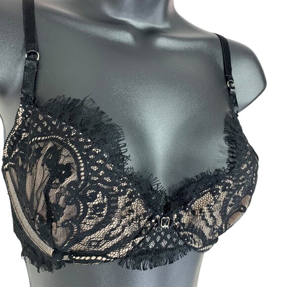 Ann Summers Elegant Black and champagne Lace Bra size 32DD - Picture 1 of 16